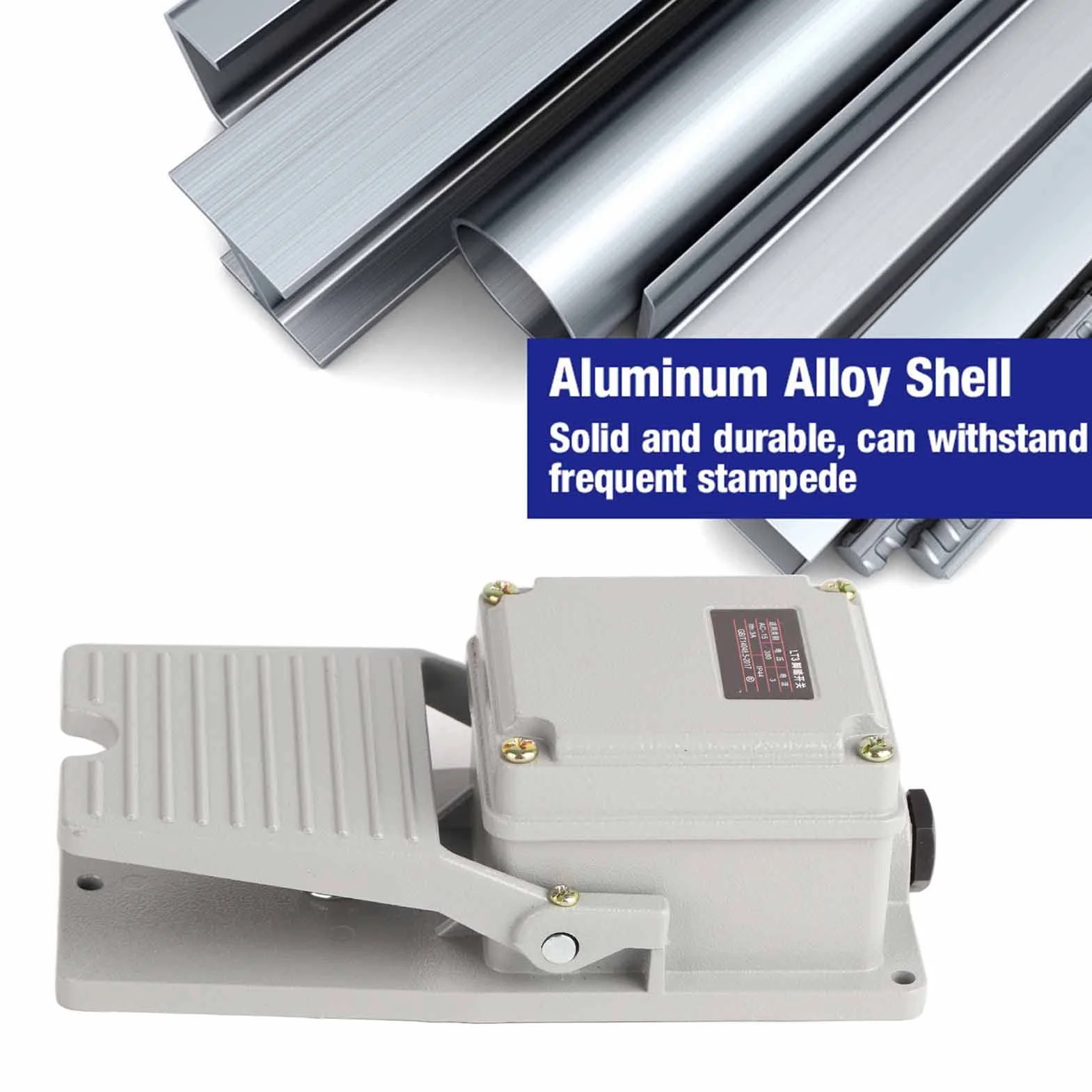LT3 przełącznik nożny do pras hydraulicznych, pedał momentowy z obudową aluminiową, srebrne styki