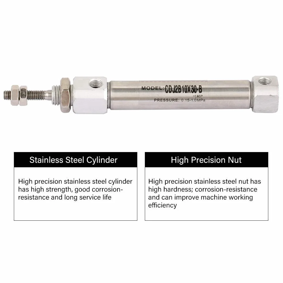 Siłownik pneumatyczny CDJ2B10-30B dwustronnego działania 10mm 30mm stal nierdzewna