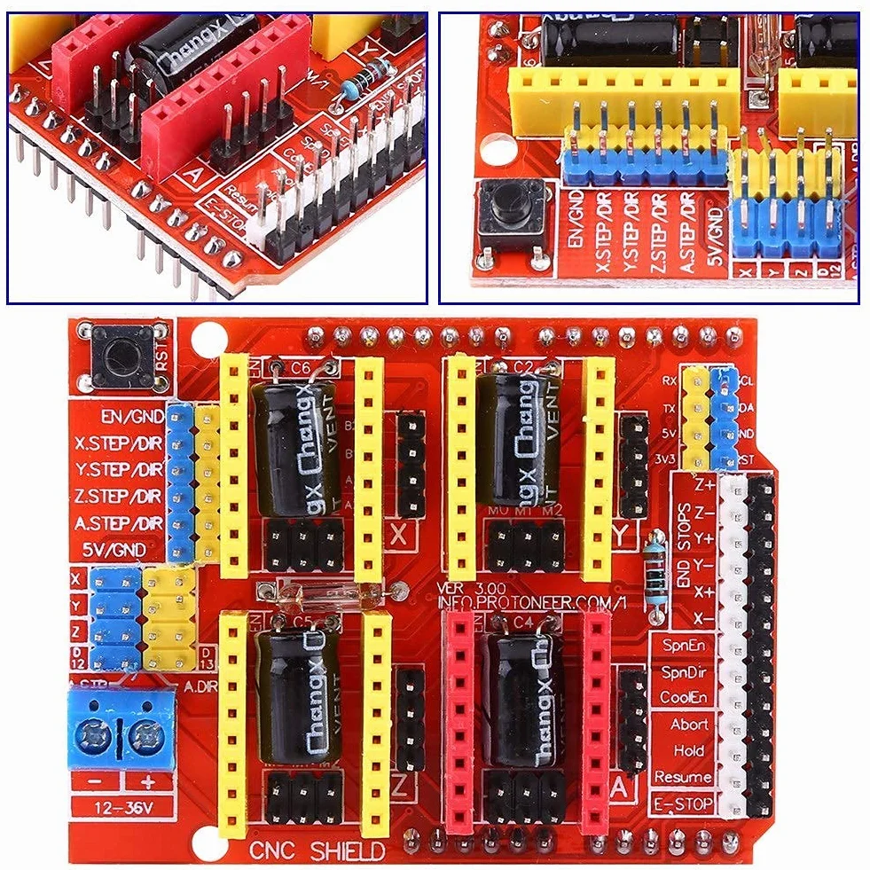 Płytka rozszerzająca tarcza CNC + 4 szt.A4988 radiator sterownik silnika krokowego z radiatorami do grawerowania drukarki 3D opakowanie wielokrotnego użytku socialme-eu