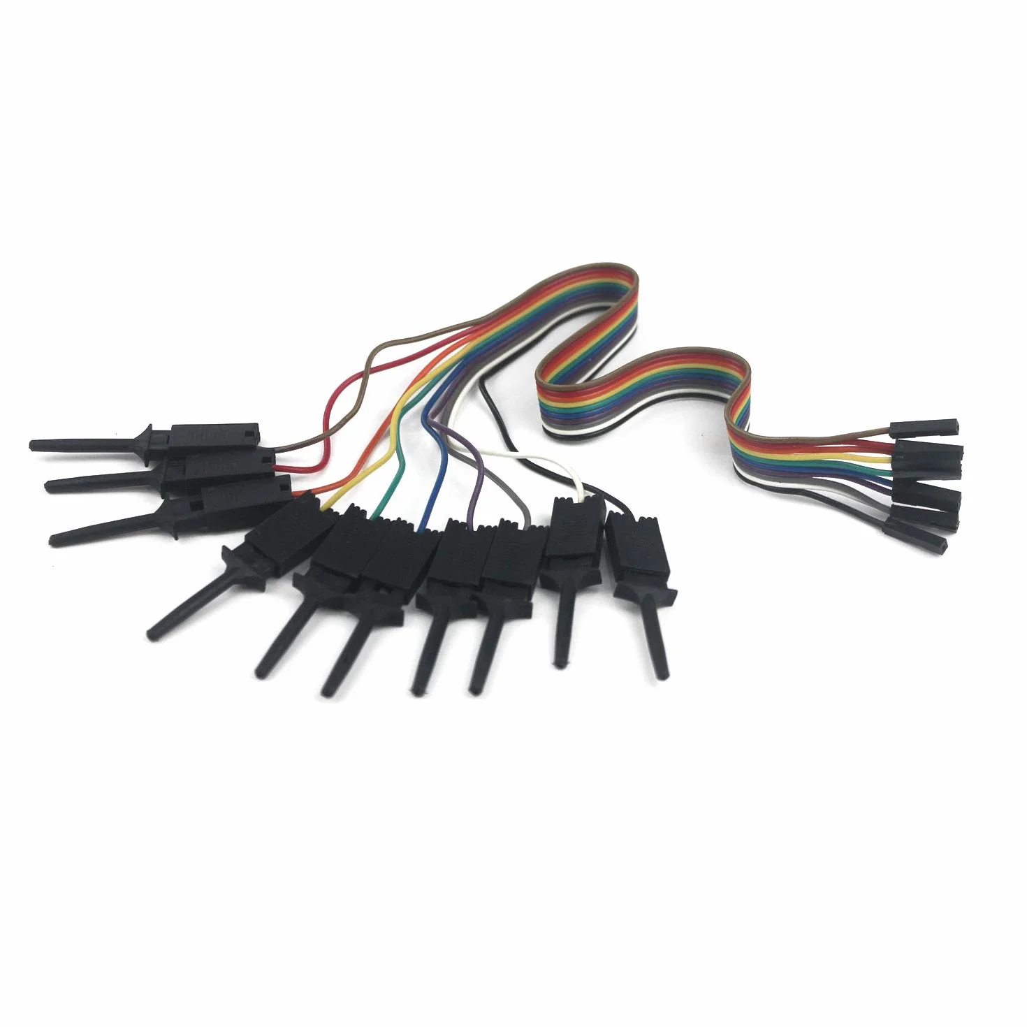 10 szt. Dupont gwint USB analizator logiczny hak testowy klips chwytak przewody rozruchowe i styki interfejsu idealny do eksperymentów elektronicznych (czarny)