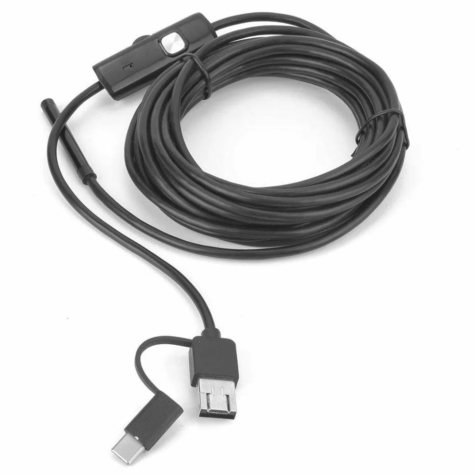 Y102 USB Kopflupe IP67 Wasserdichtes USB Endoskop 3 w 1 5,5 mm Endoskop 6LED Objektiv 5M Endoskopkabel Inspektionskamera Ersatzzubehör