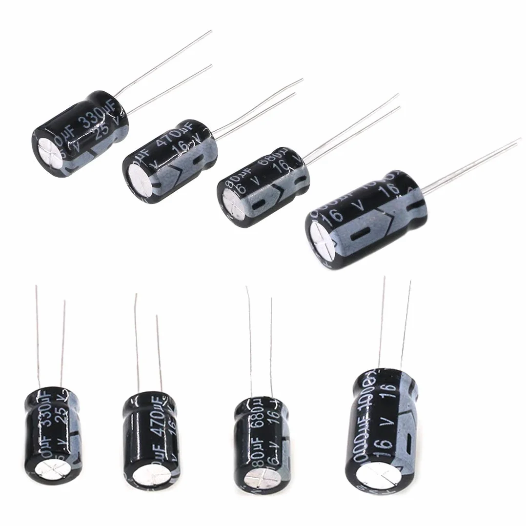 Swpeet Zestaw 240 szt. kondensatory elektrolityczne 0,1uF-1000uF 10V/16V/25V/50V aluminiowe radialne