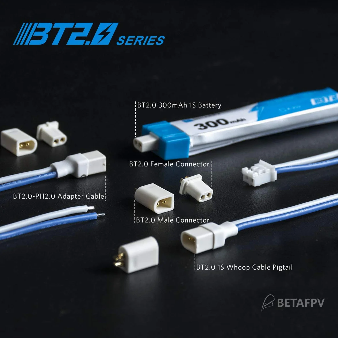 BETAFPV 10pcs BT2.0 Connectors Set Male Female 1.0 Banana Connector for BT2.0 Connector FPV 1S Whoop Drone