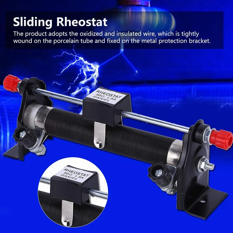 Reostat Przesuwny, 5A 50Ω, Reostat Suwakowy Reostat Przesuwny Fizyka Metalu Elektryczne Narzędzie Badawcze z Reostatem Suwakowym