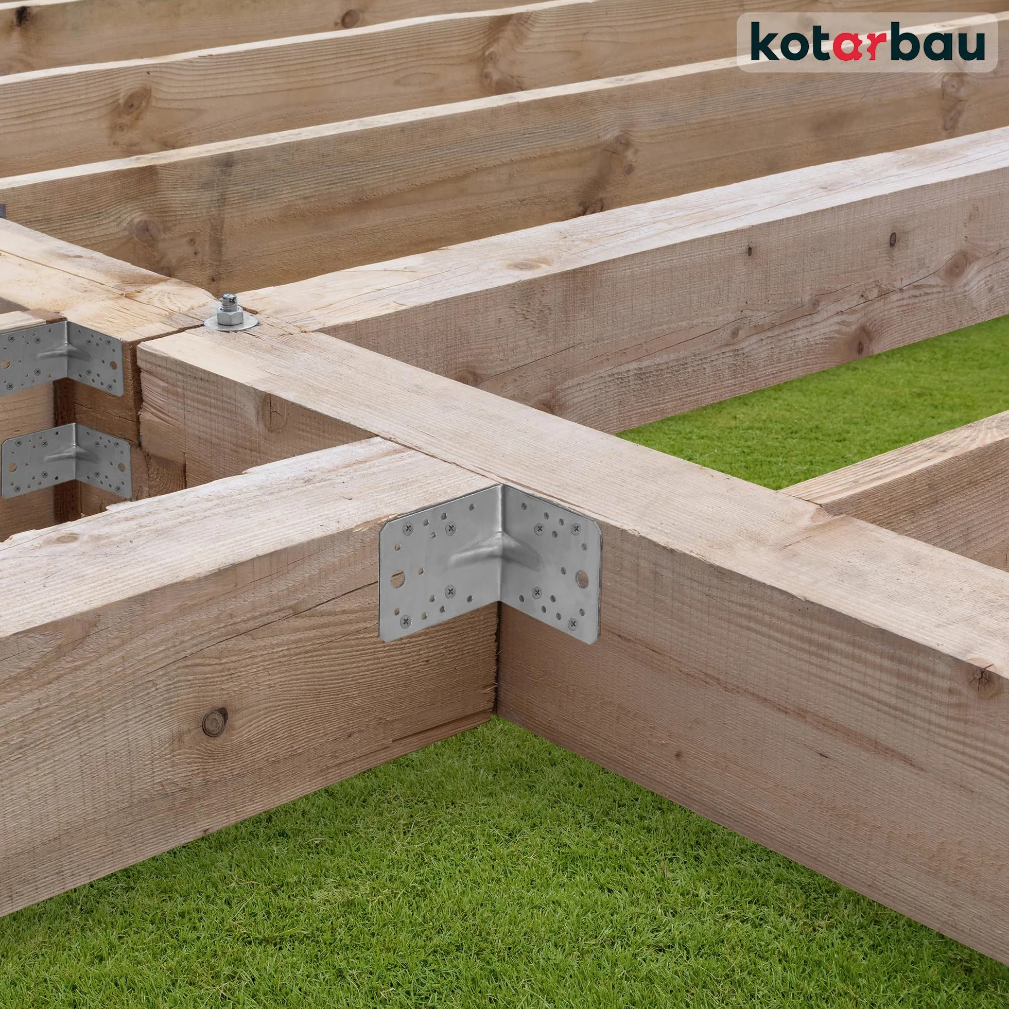 KOTARBAU® 12 szt. Kątownik Ciesielski - Łącznik Budowlany - 80 x 80 x 60 mm - Stal ocynkowana - z Przetłoczeniem - Nierdzewny