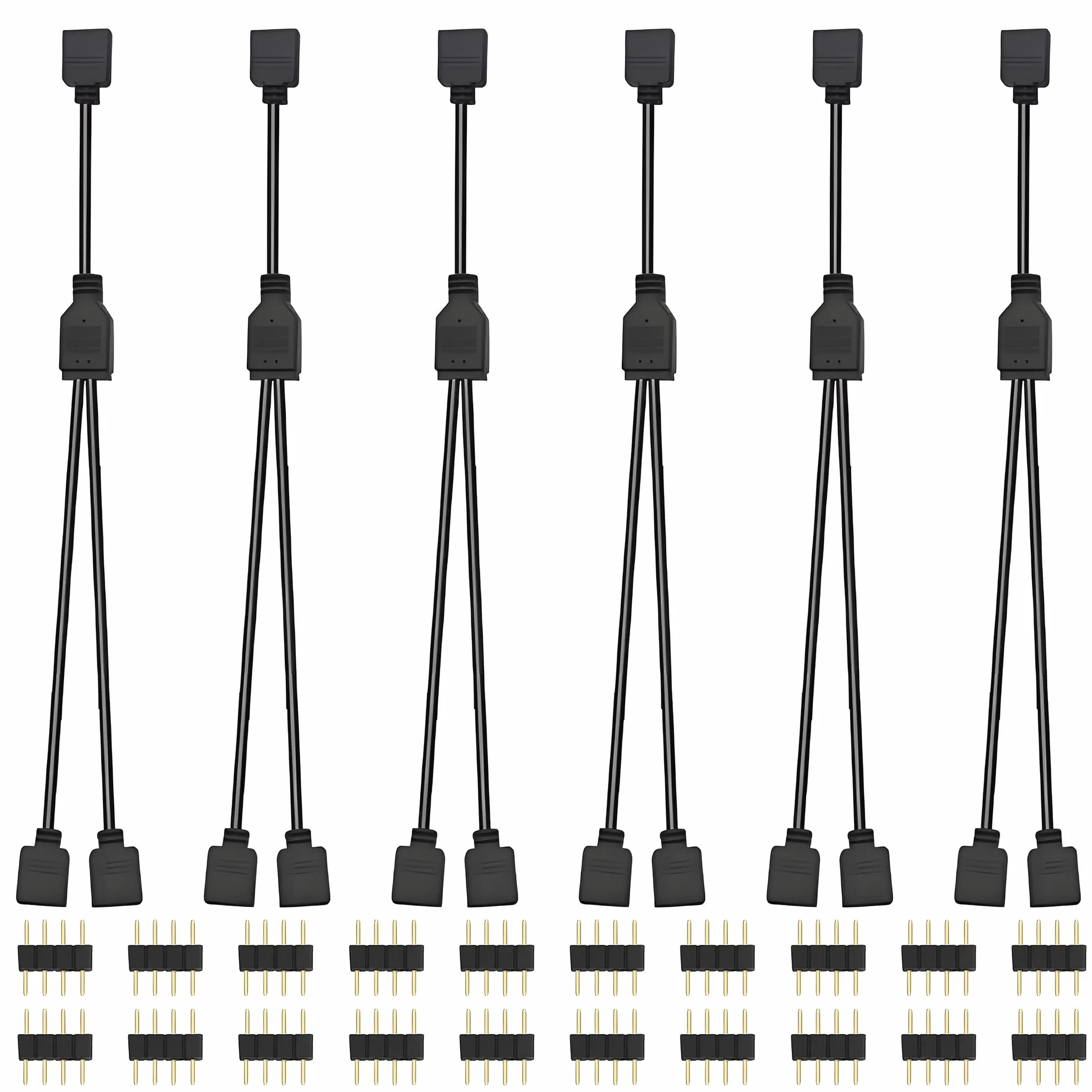 Lewttyer 4-pinowy rozdzielacz Y kabel 1 do 2 pasków LED, wtyczka 4-biegunowa, rozdzielacz RGB, czarny, 30 cm (6 szt.)