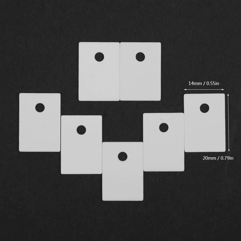 100 Sztuk Podkładka Izolacyjna To-220 14X20X1 Mm Ceramiczna Folia Z Tlenku Glinu, Wysoka Odporność Na Temperaturę I Izolacja Elektryczna Dla Tranzystora Mos, Igbt, Chłodzenie Radiatora, Otwór 3,2 Mm