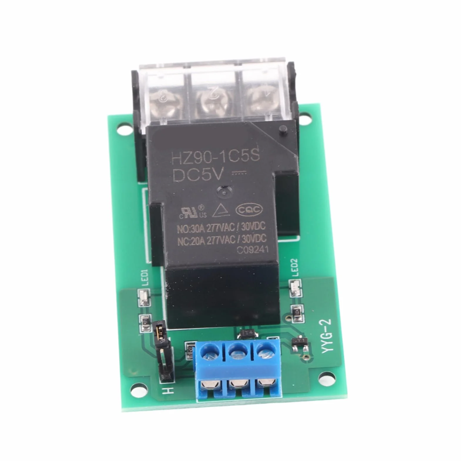 2 szt. Jednokierunkowy moduł Przekaźnika Izolującego Transoptor Wyzwalający Wysoki/niski Poziom dla DC5V,12V,24V z Czarnym Terminalem Barierowym 9,5mm 30A YYG-2