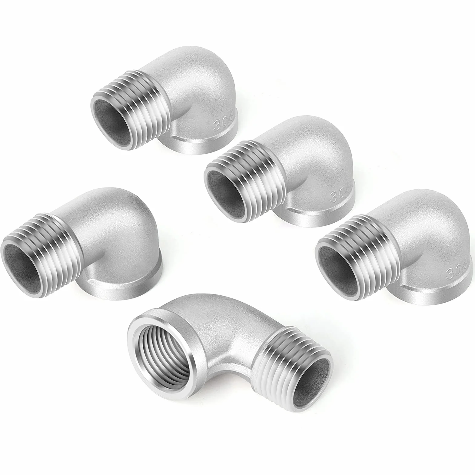 Złącza kolanowe 90° ze stali nierdzewnej 304, BSP 1/4" męskie do 1/4" żeńskie
