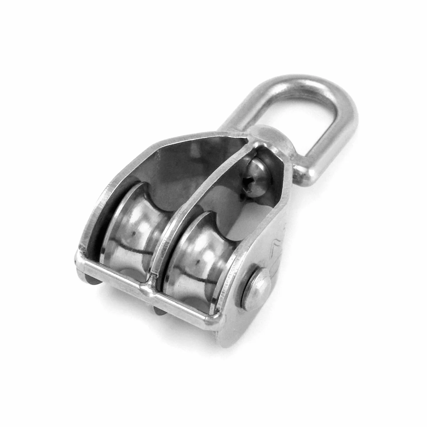 QWORK® M20 podwójny blok koła pasowego ze stali nierdzewnej 304 koło pasowe do lin wciągników linowych, statków, jachtów, 2 sztuki