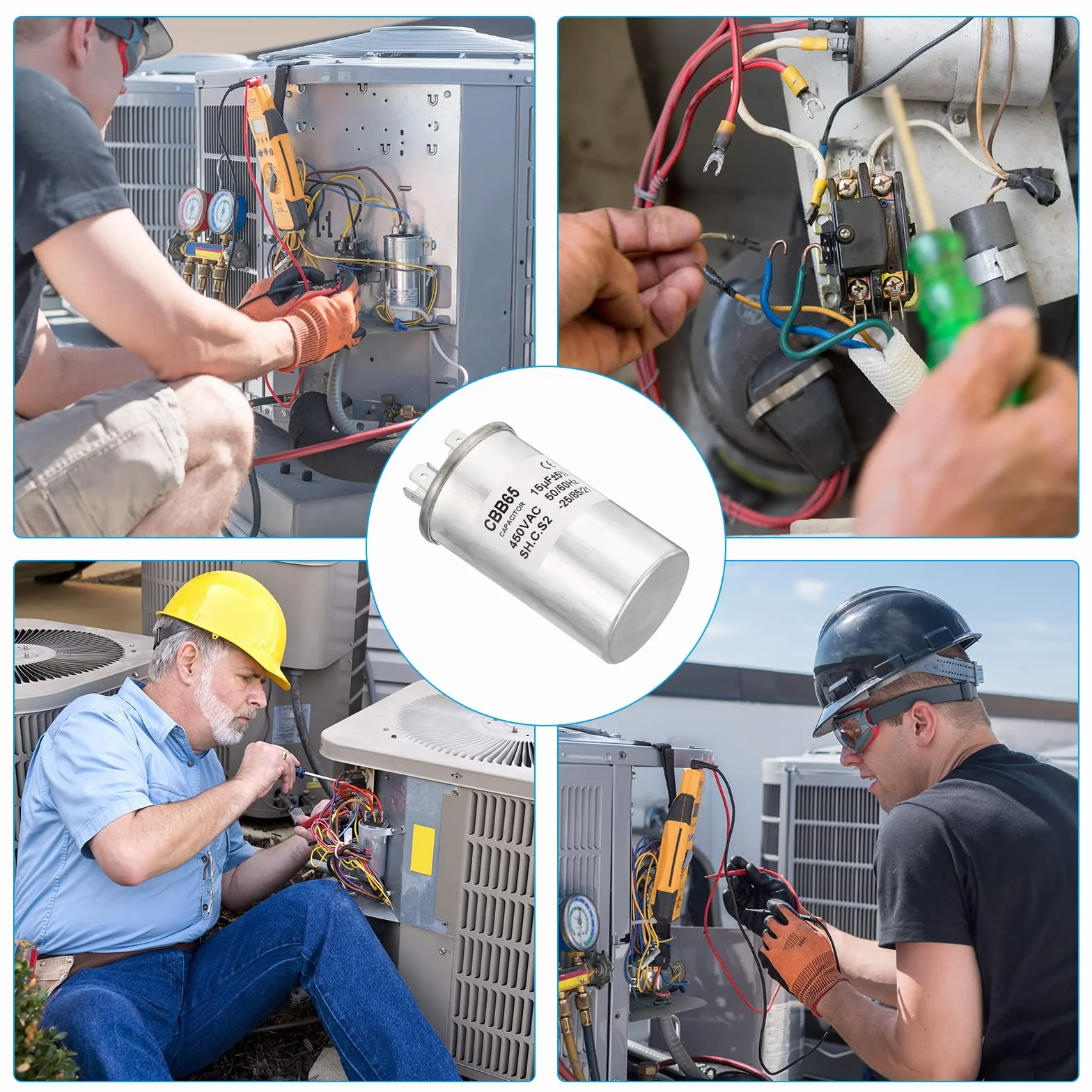 PATIKIL CBB65 15uF Racing Skraplacz 15mfd 1sztuk AC 450V Aluminium Obudowa z 2 Szpilki do Klimatyzacji Silnika Ciepła Pompa Skraplacza