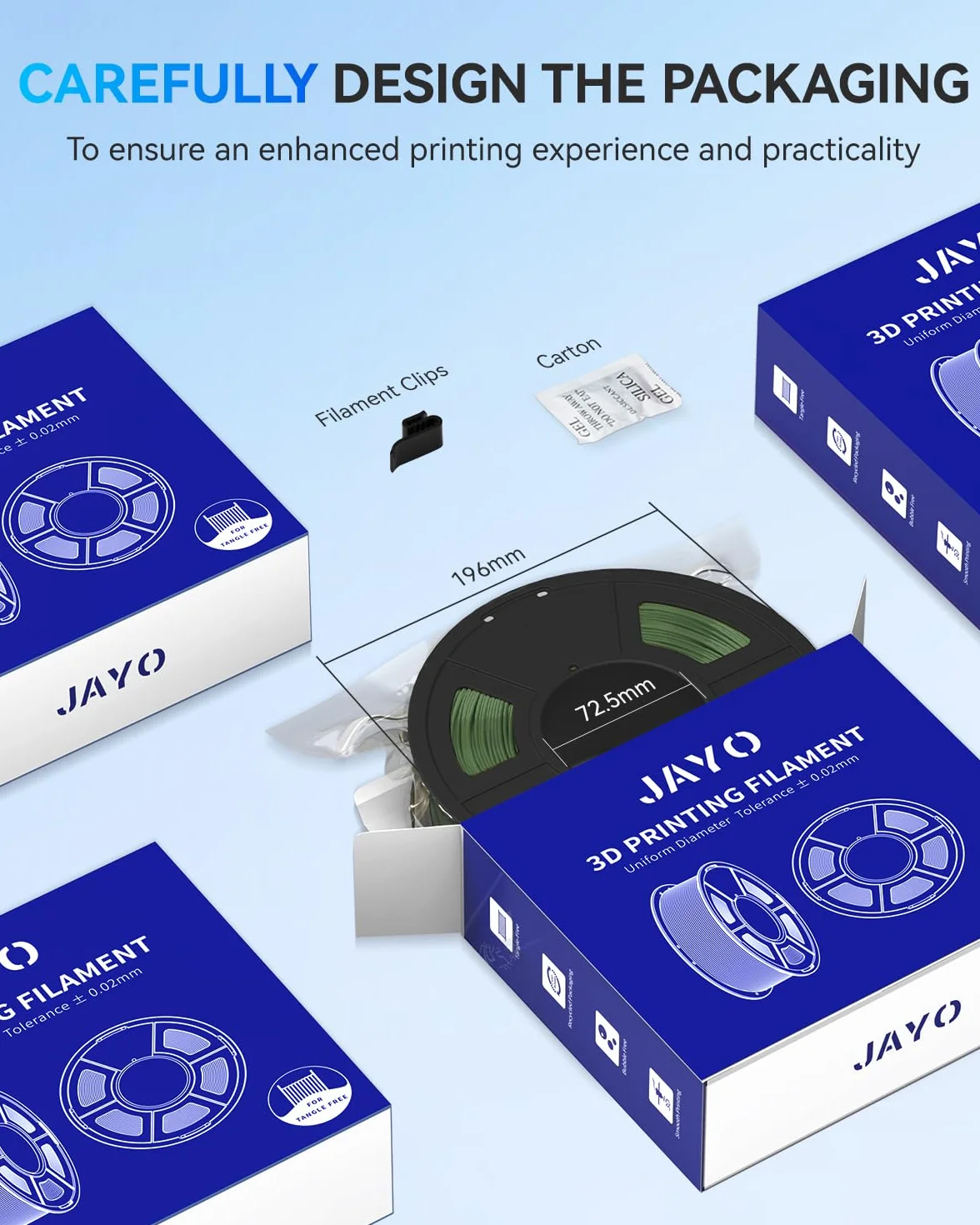 JAYO Rapid Matte Filament PETG 1,75 mm High Speed 50-600 mm/s Szary Matowy 1,1 kg