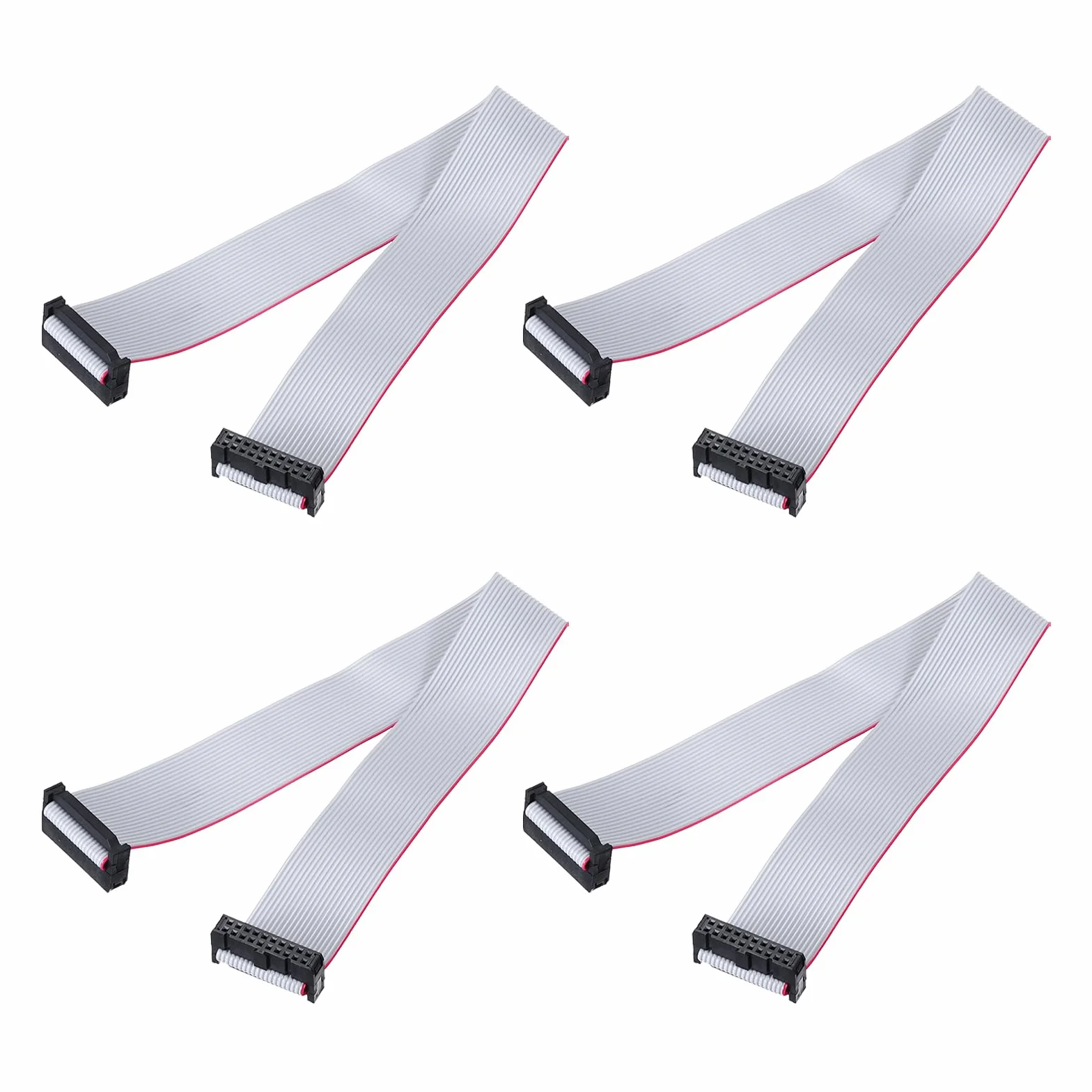 QUARKZMAN 4 szt. przedłużacz IDC, kabel taśmowy IDC o szerokości 2,54 mm szerokość 25 mm długość 30 cm 20 pinów FC do FC Złącze kabla płaskiego do PC, wyświetlacze LED