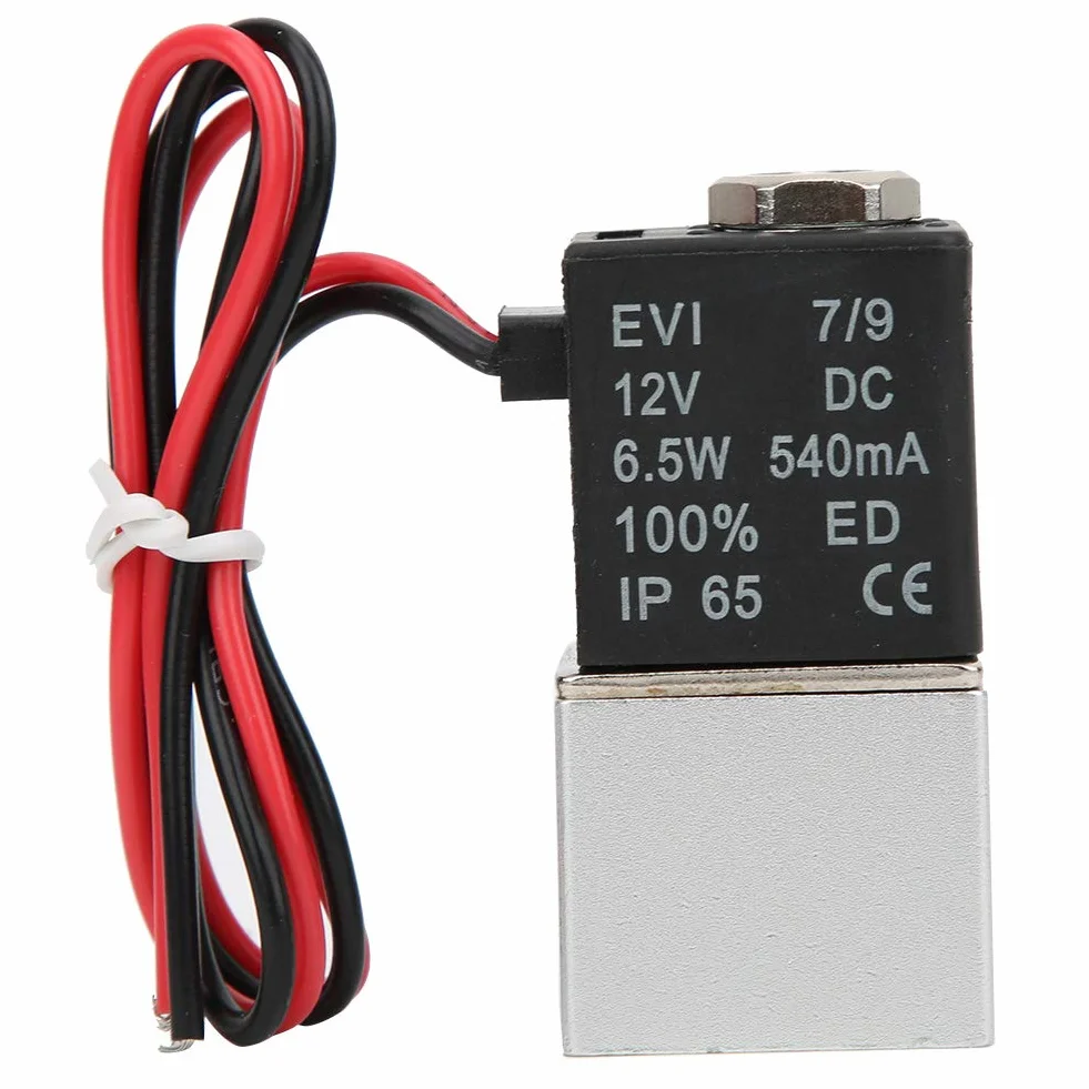 Elektrozawór elektromagnetyczny 2-drogowy DC 12V z gwintem 1/4" lub 1/8" wykonany z aluminium stop stosowany do wody, oleju i powietrza