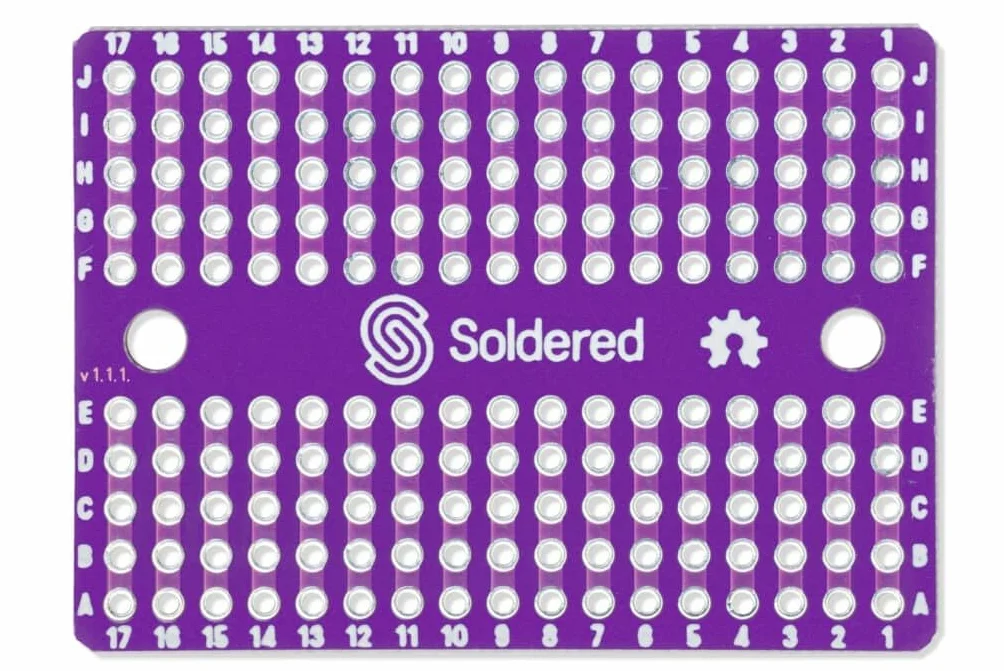 Soldered Mini PCB Breadboard/Protoboard | 170 punktów lutowniczych płytka prototypowa z otworami mocującymi M3 | Made in EU | 333030