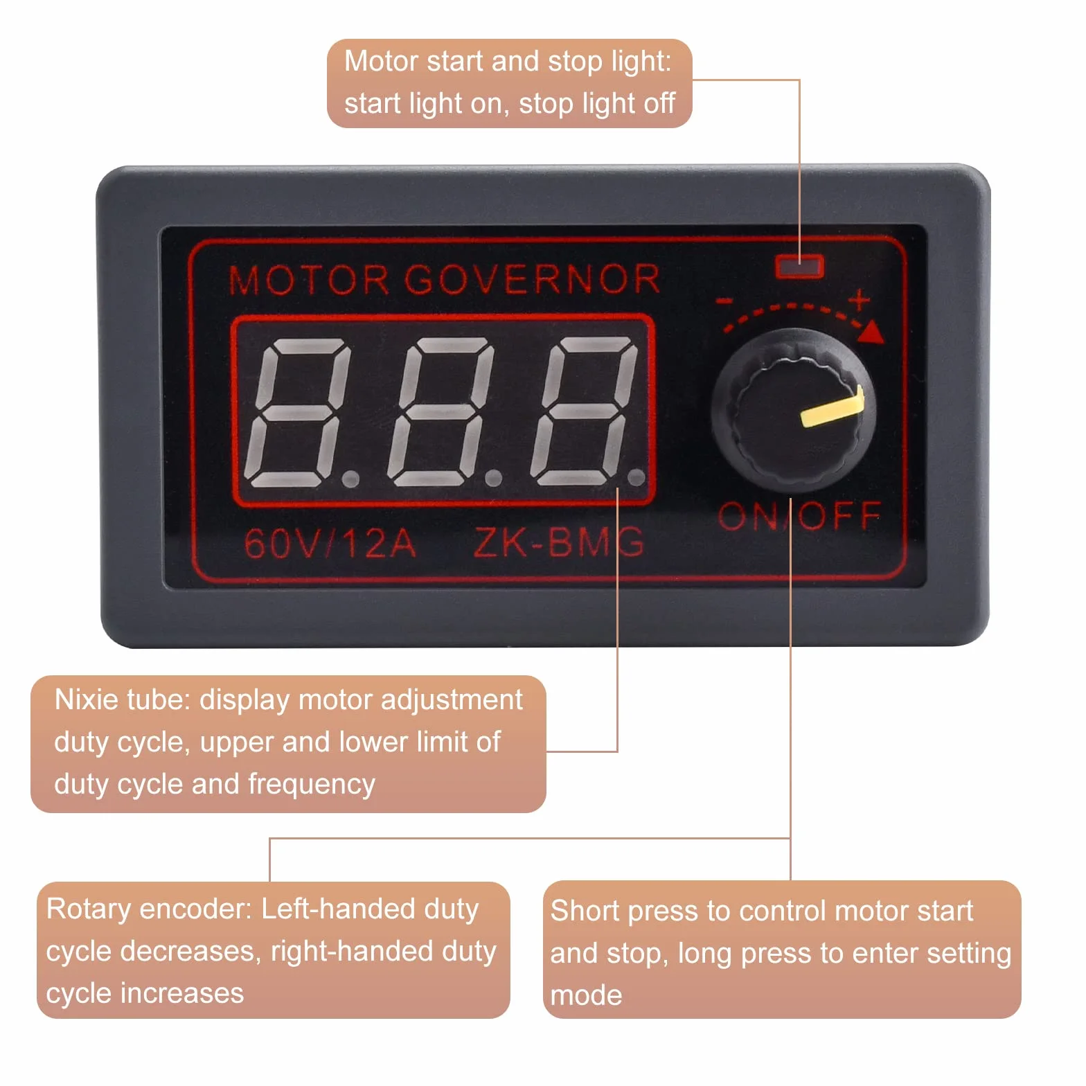 Regulator prędkości obrotowej DC 12V 24V 60V 500W PWM sterownik silnika elektrycznego