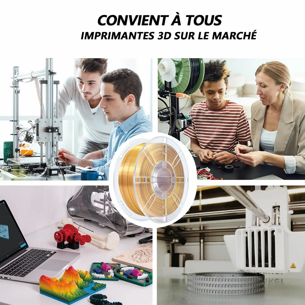 iBOSS Filament do drukarki 3D PLA, żarnik PLA 1,75 mm Dwukolorowy jedwabny filament do drukowania 3D błyszczący współwytłaczanie 1kg (2,2 lbs), dwukolorowy fioletowy złoty