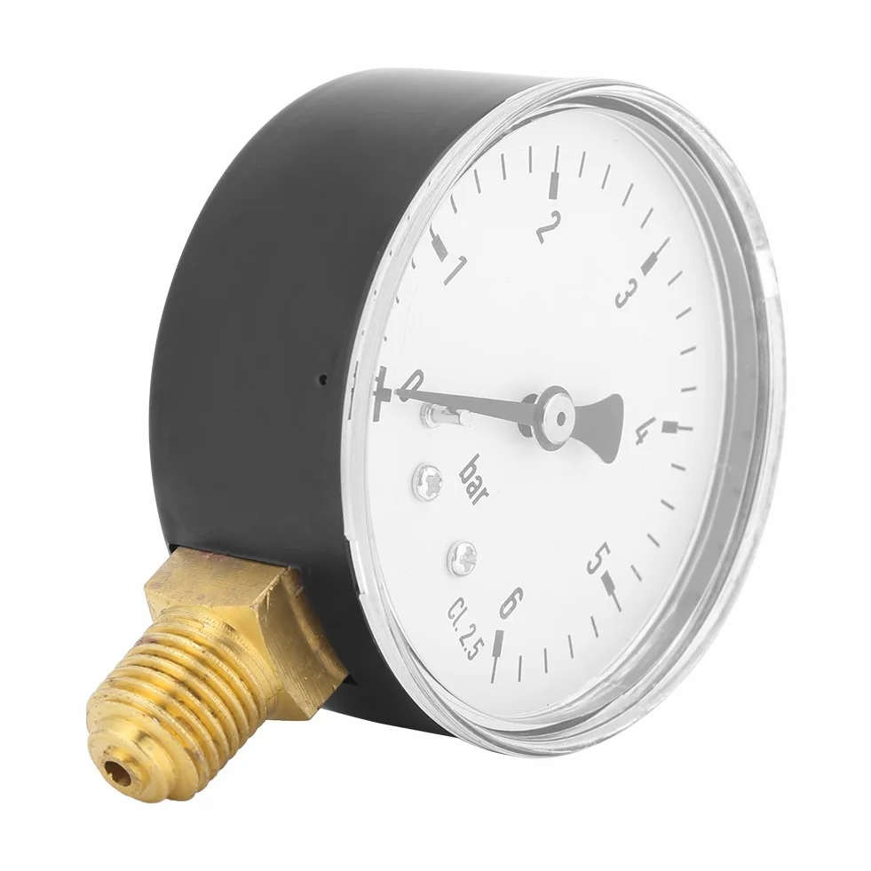 Air Pressure Hydraulic 1/4 NPT 0-6 Bar Dial Meter Water Air Instrument