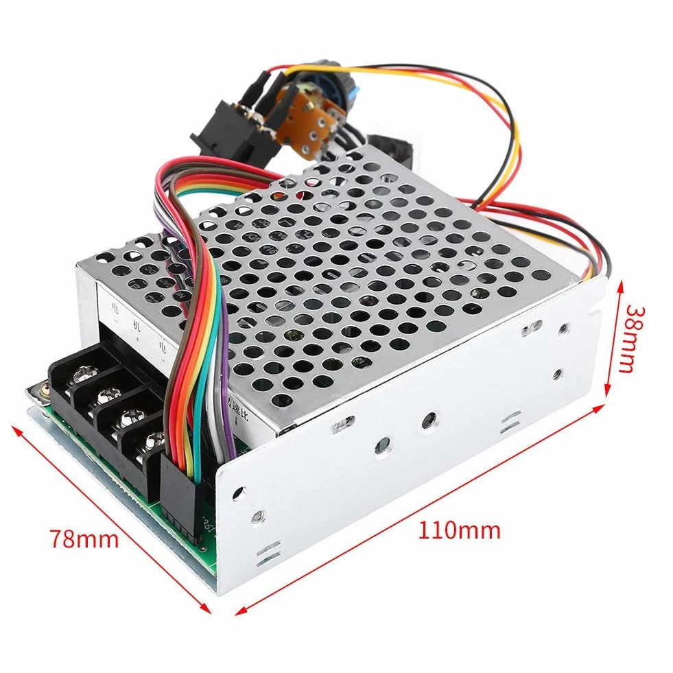 Walfront Kontroler prędkości silnika DC 10V-55V PWM szczotkowy sterownik regulowany CW CCW odwracalny