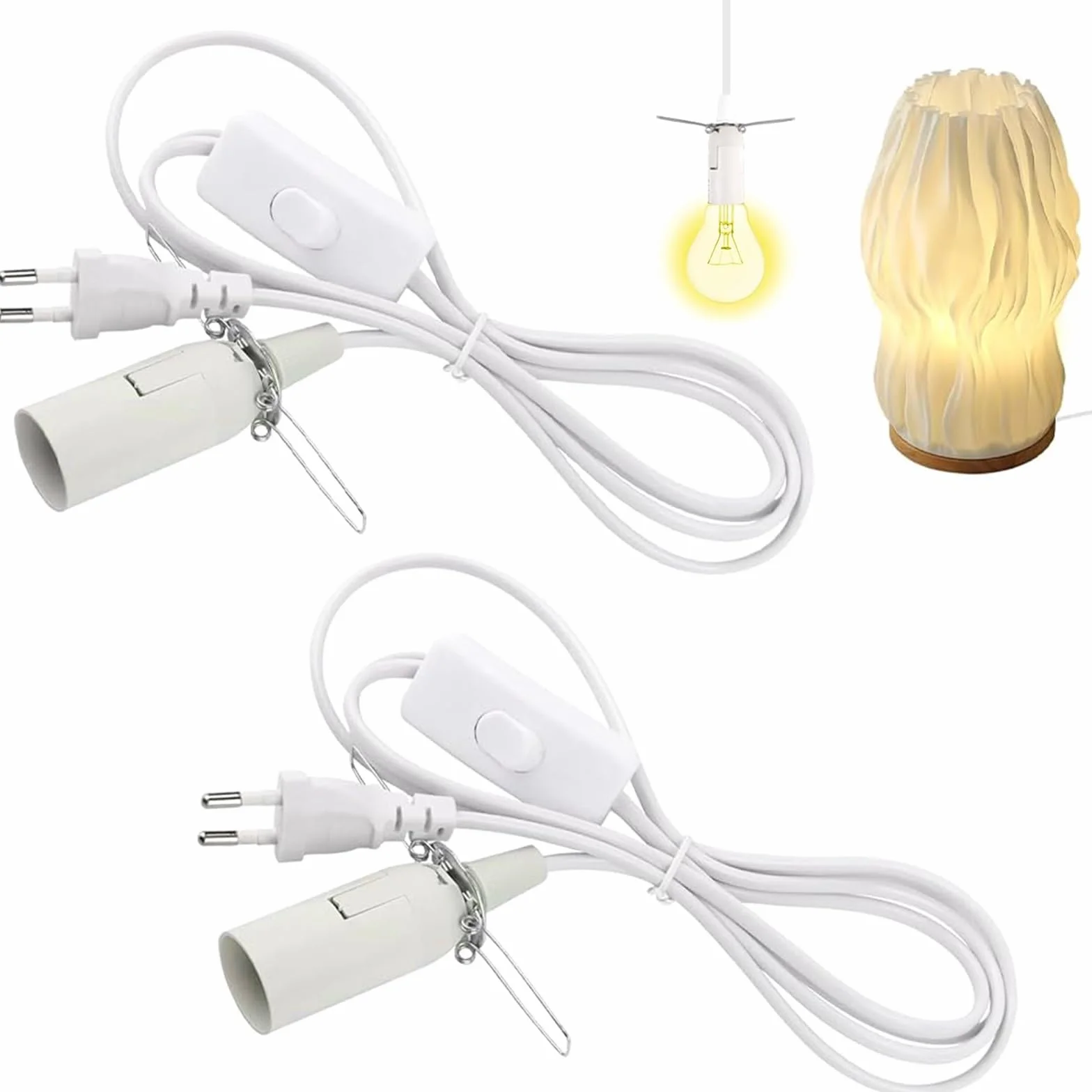 2 sztuki oprawki do lampy z kablem ze starym wiekiem, do lampy solnej L oprawka lampy E14, z kablem do lampy 1,8 m i przełącznikiem, oprawka e14 z przełącznikiem, wtyczka EU, do zawieszenia lampy