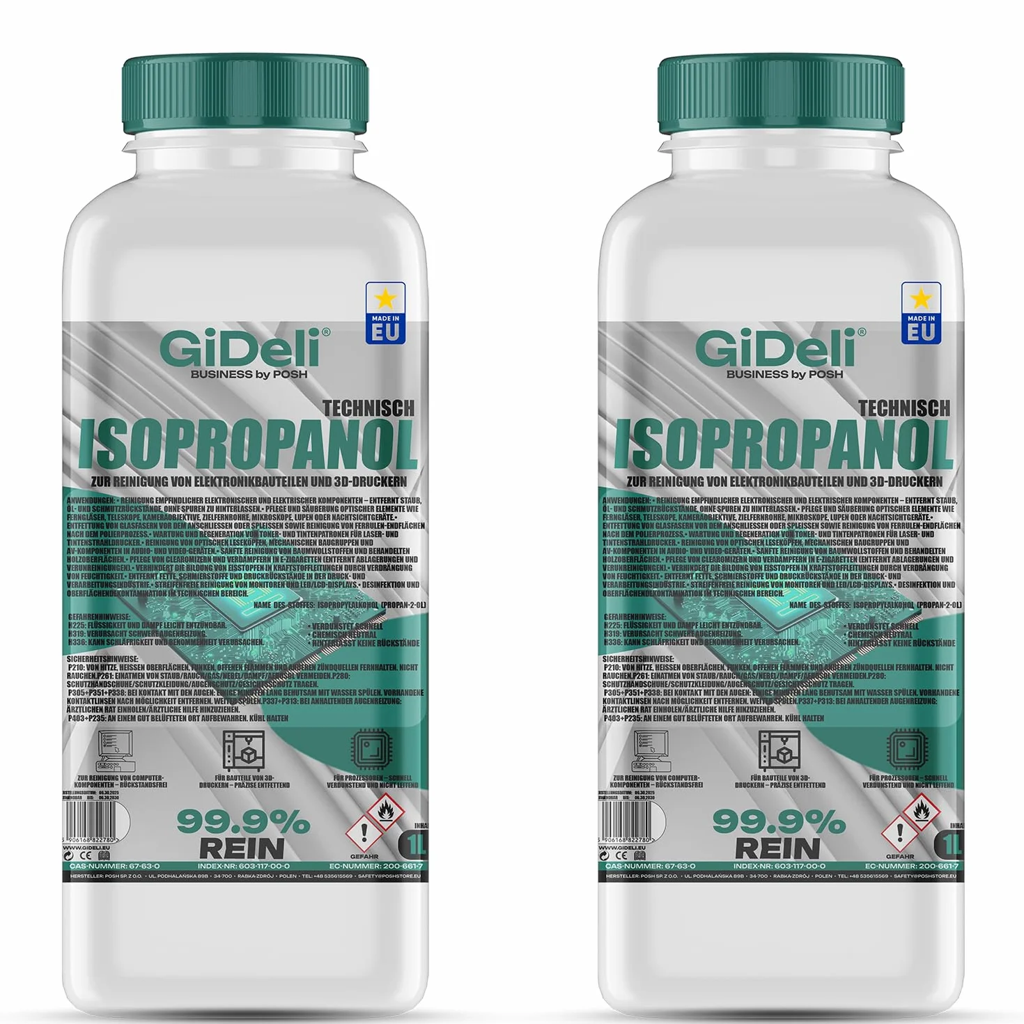 GiDeli Isopropanol Techniczny alkohol izopropylowy 99,9%, 2 x 1 l