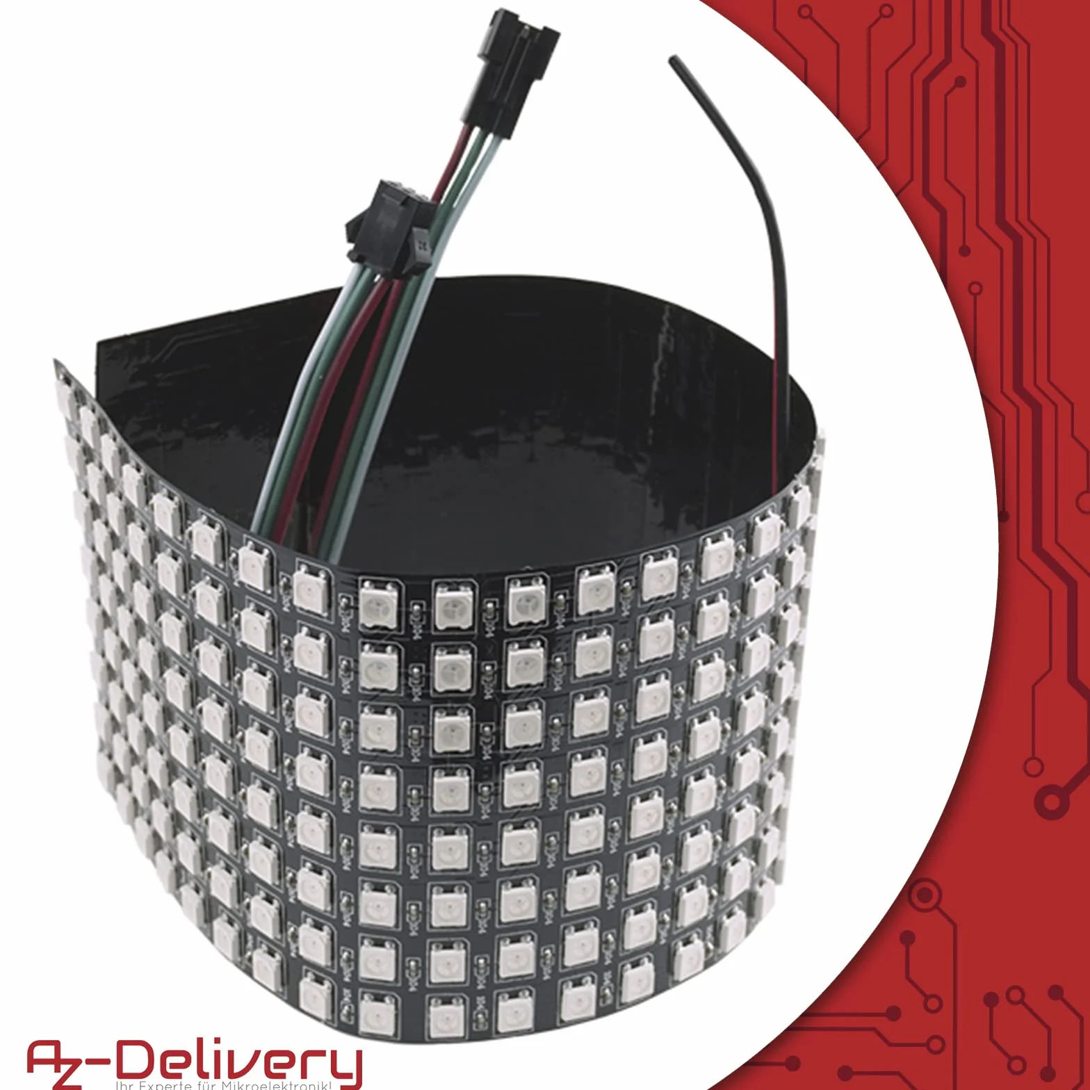 AZDelivery Moduł LED Matrix WS2812B RGB, indywidualnie dostosowywalny, indywidualnie adresowalny WS2811 WS2812 IC, panel pikseli LED z wbudowanym ekranem matrycowym z obsługą RGB