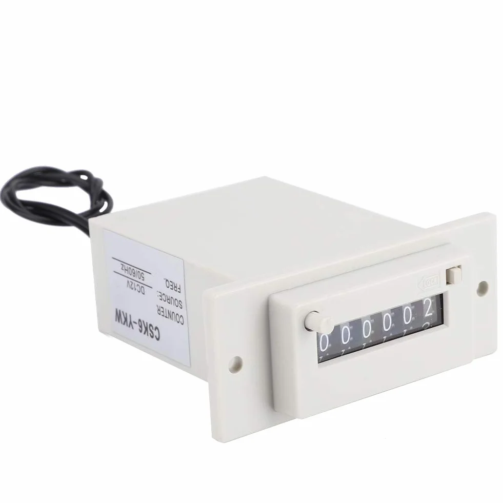 Licznik elektromagnetyczny 6 cyfr 0-999999 DC 12V CSK6-YKW