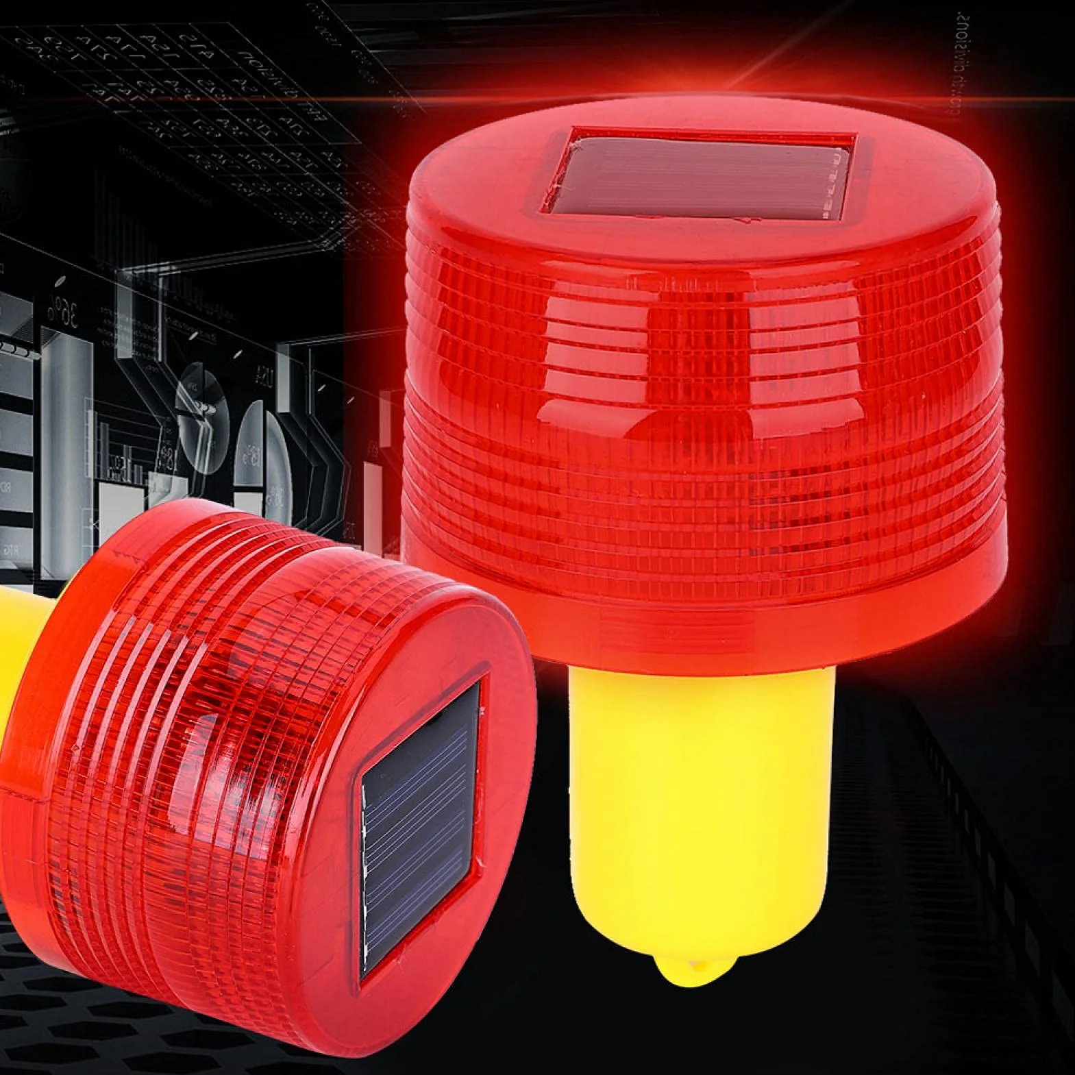 Solarna lampa ostrzegawcza LED 300A plastikowa czerwone światło do dróg