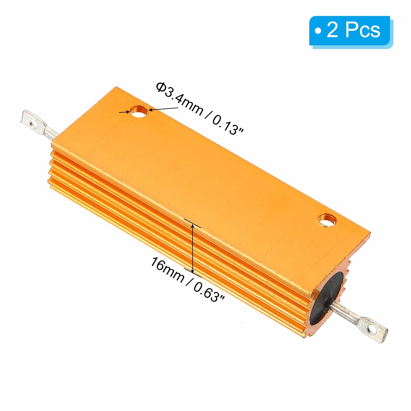 PATIKIL 2 sztuki 100W 1K Ohm aluminiowa obudowa rezystor obudowa drut rezystory śruba zacisk rezystor mocy złoty odcień