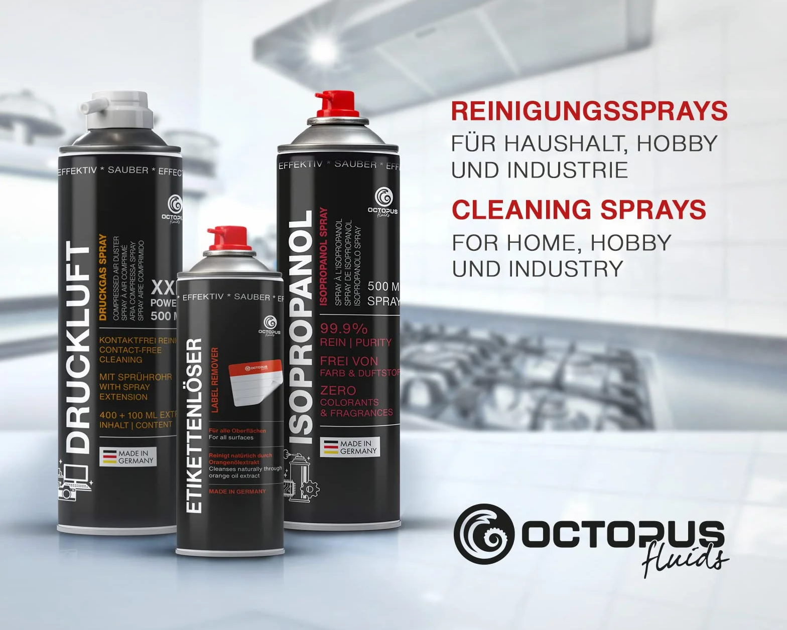 OCTOPUS izopropanol Spray, IPA alkohol czyszczący w praktycznej puszce z rozpylaczem – 500 ml