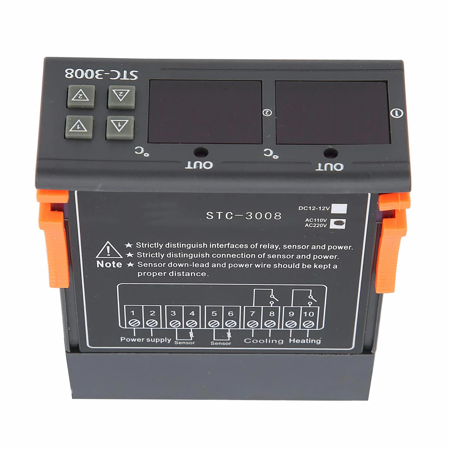 Cyfrowy Regulator Temperatury Termostat -3008 z Podwójną Sondą do Lodówki, Szklarni i Akwarium(110‑220V)