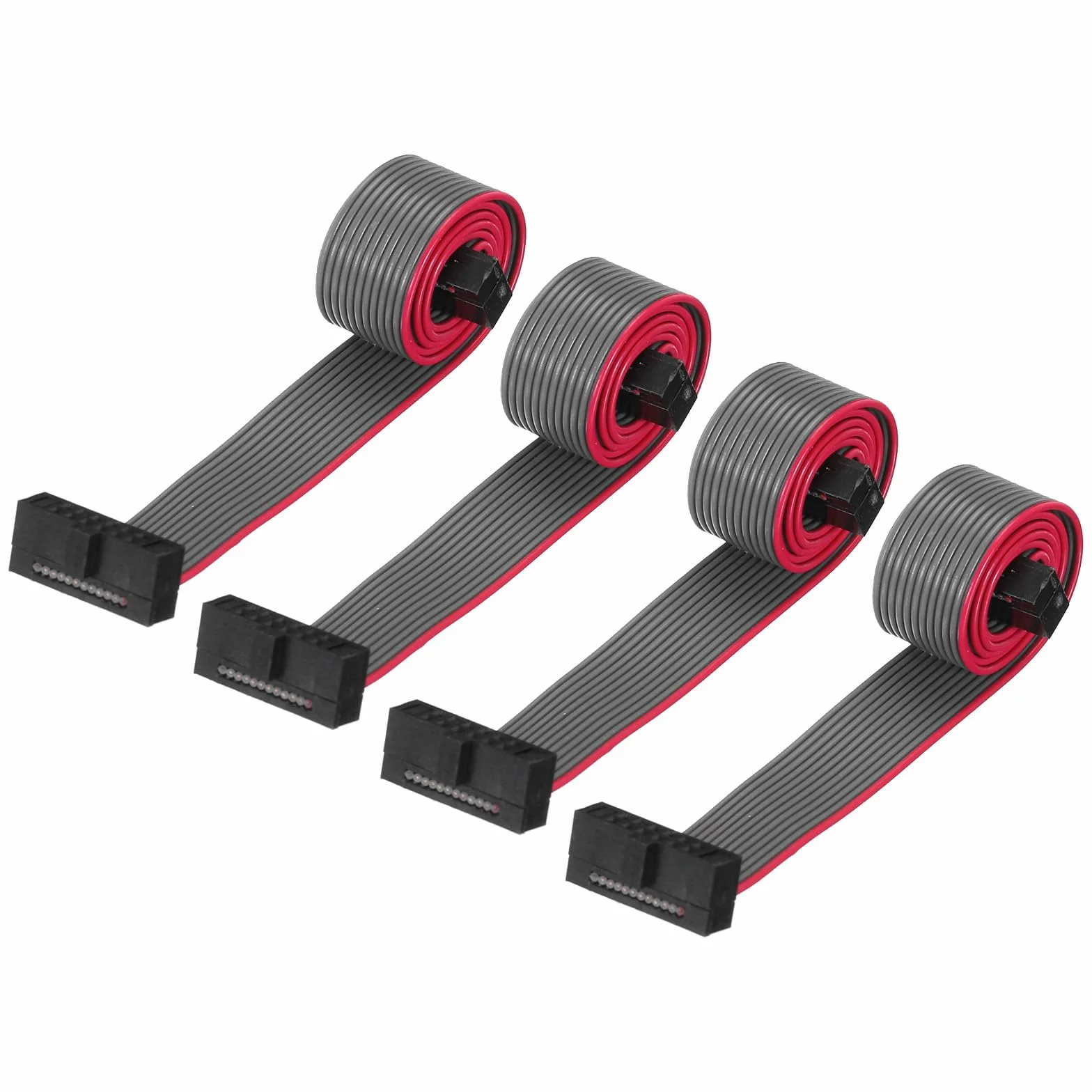 QUARKZMAN IDC 12-biegunowy płaski kabel taśmowy, 1,27 mm Pitch FC na wtyczkę FC, długość 20 cm, szary przewód zworkowy do komputera LED DVD, 4 sztuki