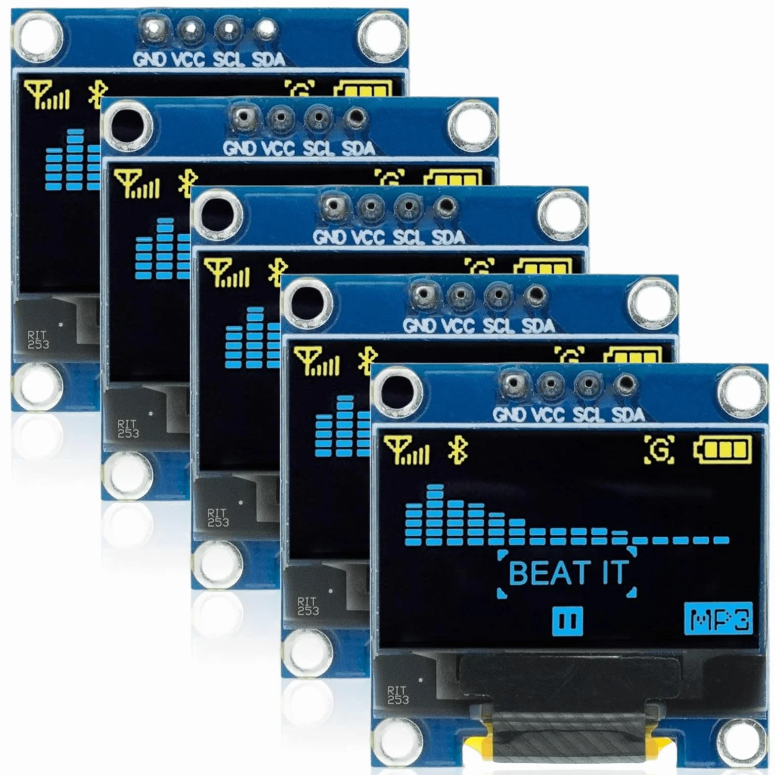 5 sztuk wyświetlacza OLED, wyświetlacz OLED o przekątnej 0,96", wyświetlacz OLED 128 x 64 pikseli, wyświetlacz OLED, serial, samoświecąca płyta wyświetlacza, wyświetlacz OLED IIC, panel wyświetlacza