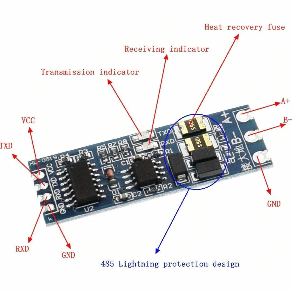 5 Pieces TTL RS485 Serial UART Mutual Conversion Automatic Flow Control