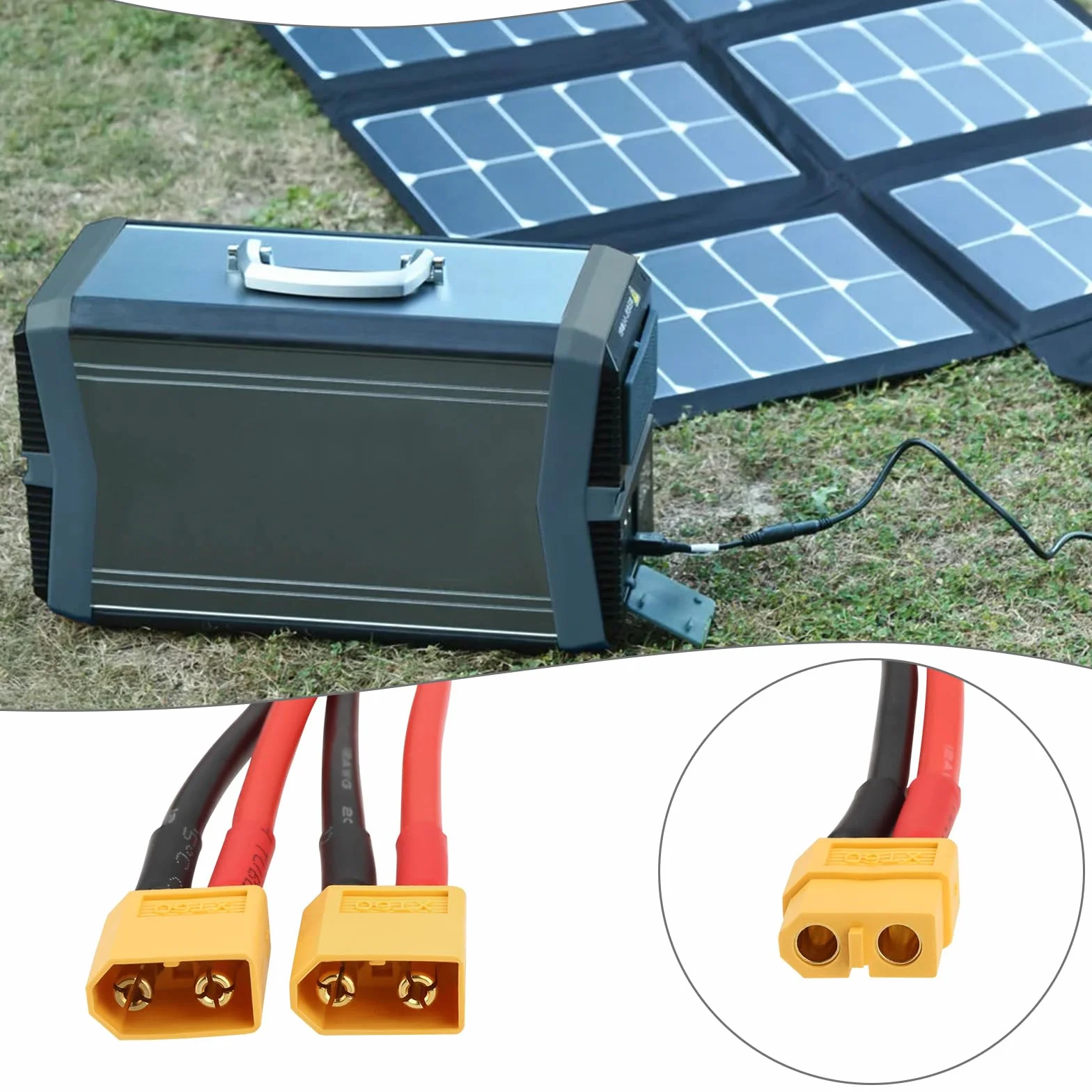 EMSea XT60 żeński na podwójny męski kabel przedłużający 12 AWG XT60 żeński do 2 XT60 męski adapter wtykowy przedłużacz do panelu słonecznego, generatora słonecznego, elektrowni statku (30 cm)