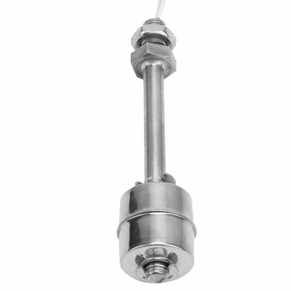 DEWIN Czujnik poziomu cieczy, 0 ~ 220 V, czujnik poziomu wody ze stali nierdzewnej, przełącznik pływakowy do puszki basenowej, 100 mm