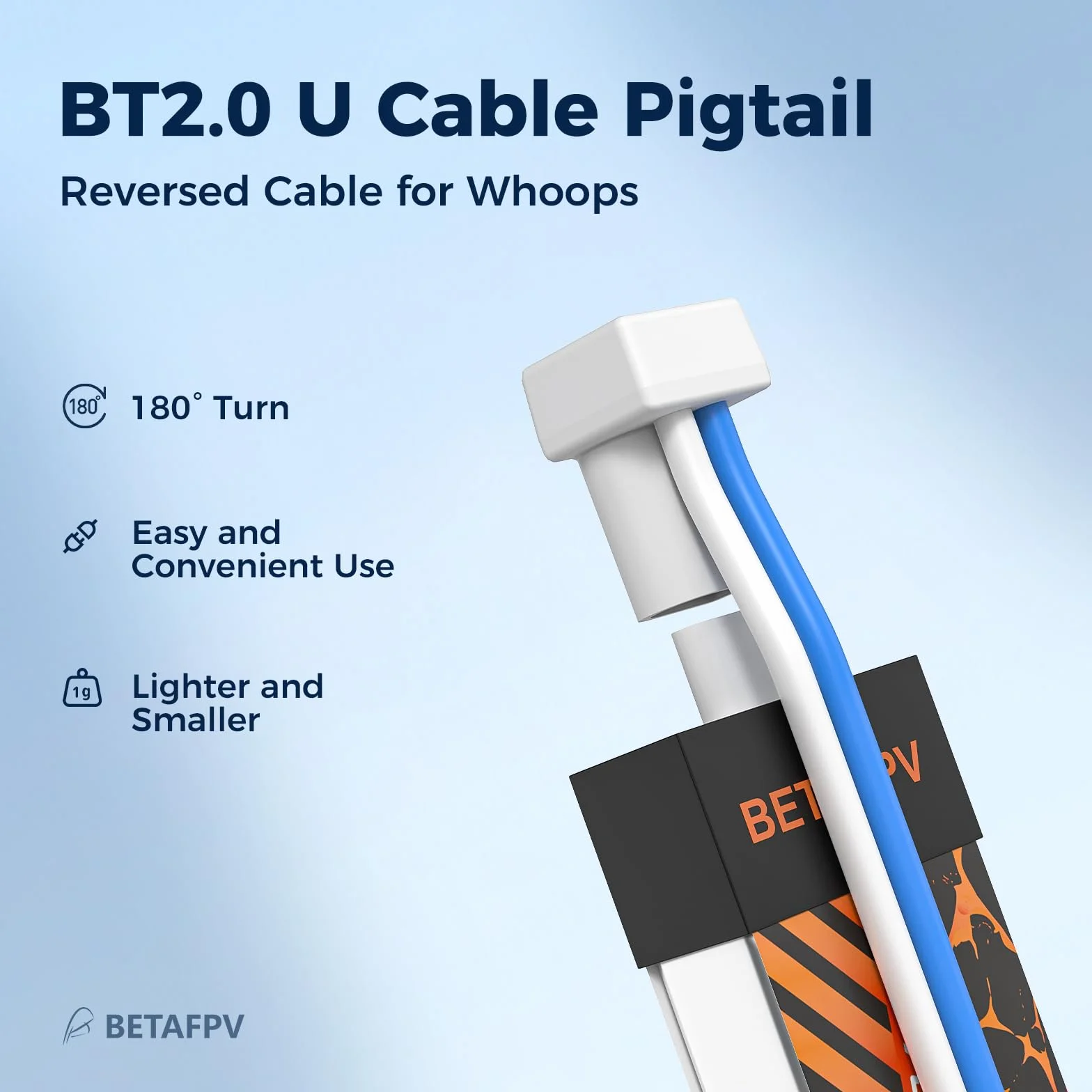 BETAFPV 6 szt. przewodów BT2.0 U Pigtail z męskim złączem 40 mm 22AWG, 180° w kształcie litery U, ultralekki przewód do dronów 1S FPV Micro Whoop Drone Quadcopters