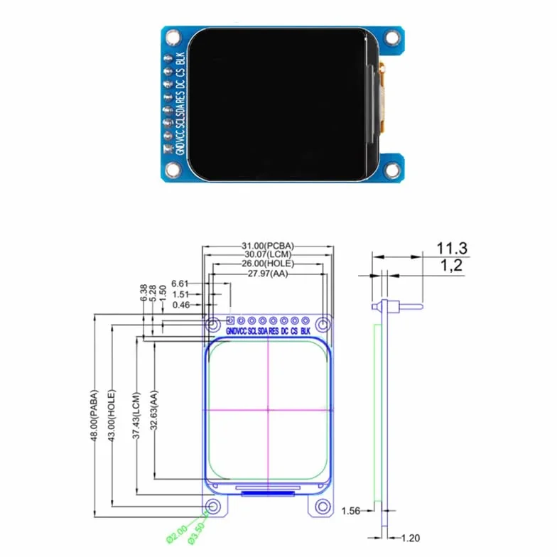 GERUI 2 sztuki 1,69 cala kolorowy wyświetlacz TFT ekran High-Definition IPS LCD moduł 240 × 280 SPI interfejs ST7789 sterownik