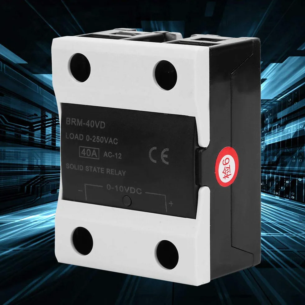 Solid State Relay SSR Jednofazowy DC na AC Jednofazowy plastikowy przekaźnik pokrywy 40A DC 0 do 10V AC 0 do 250V