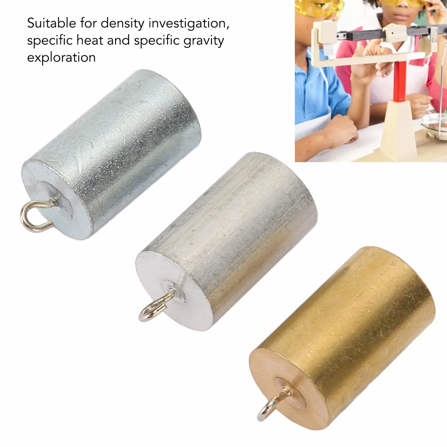 Zestaw Bloków o Gęstości Metalu 3 szt. Bloki o Gęstości Metalu Solidne Metalowe Bloki Masowe Miedź Żelazo Aluminiowy Styl Cylindra Zestaw Metalowych Cylindrów
