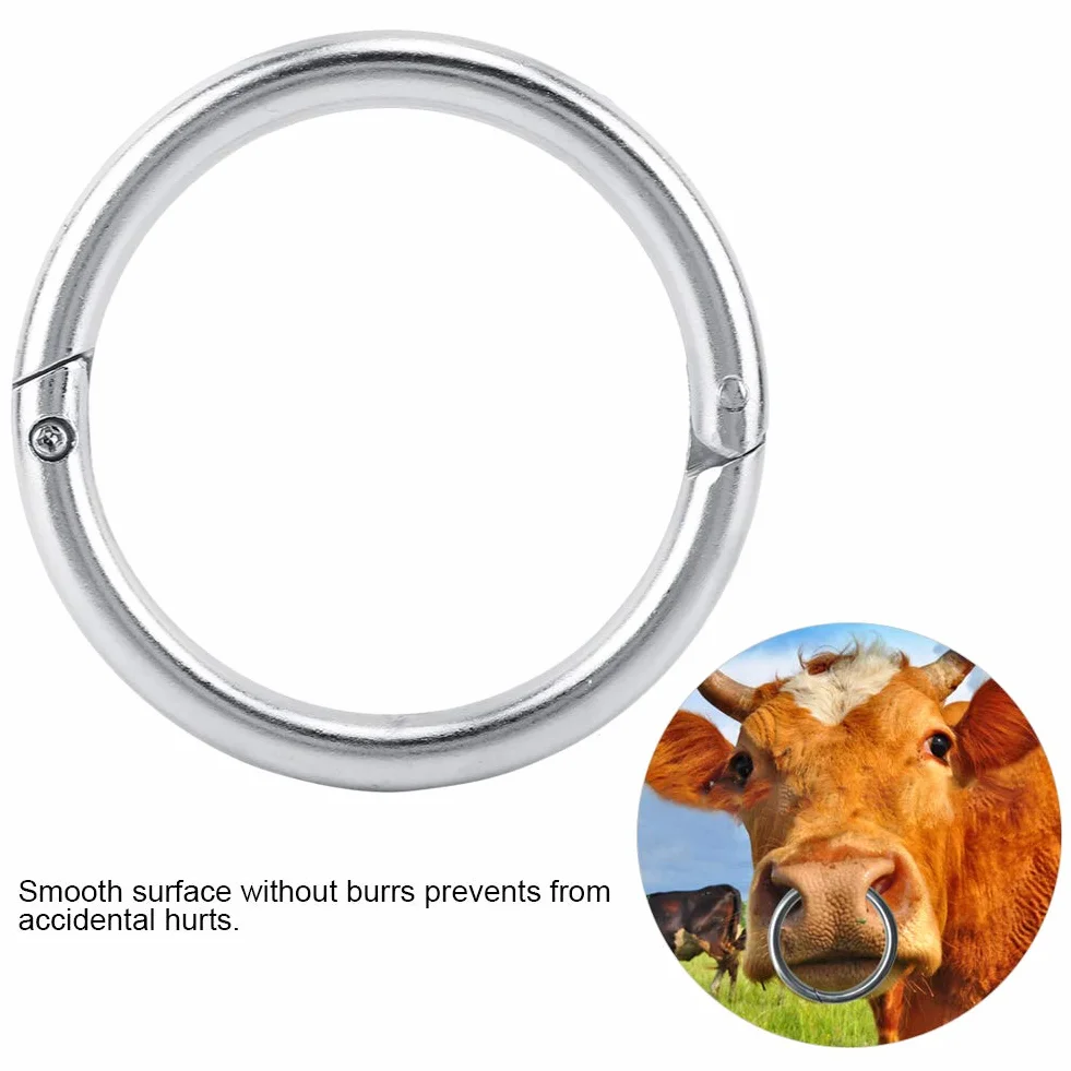 Bydło w nosie kolczyk ze stali nierdzewnej kolczyk w nosie byka akcesoria hodowlane bydło szczypce do nosa Hoop Piercing Rings(M)