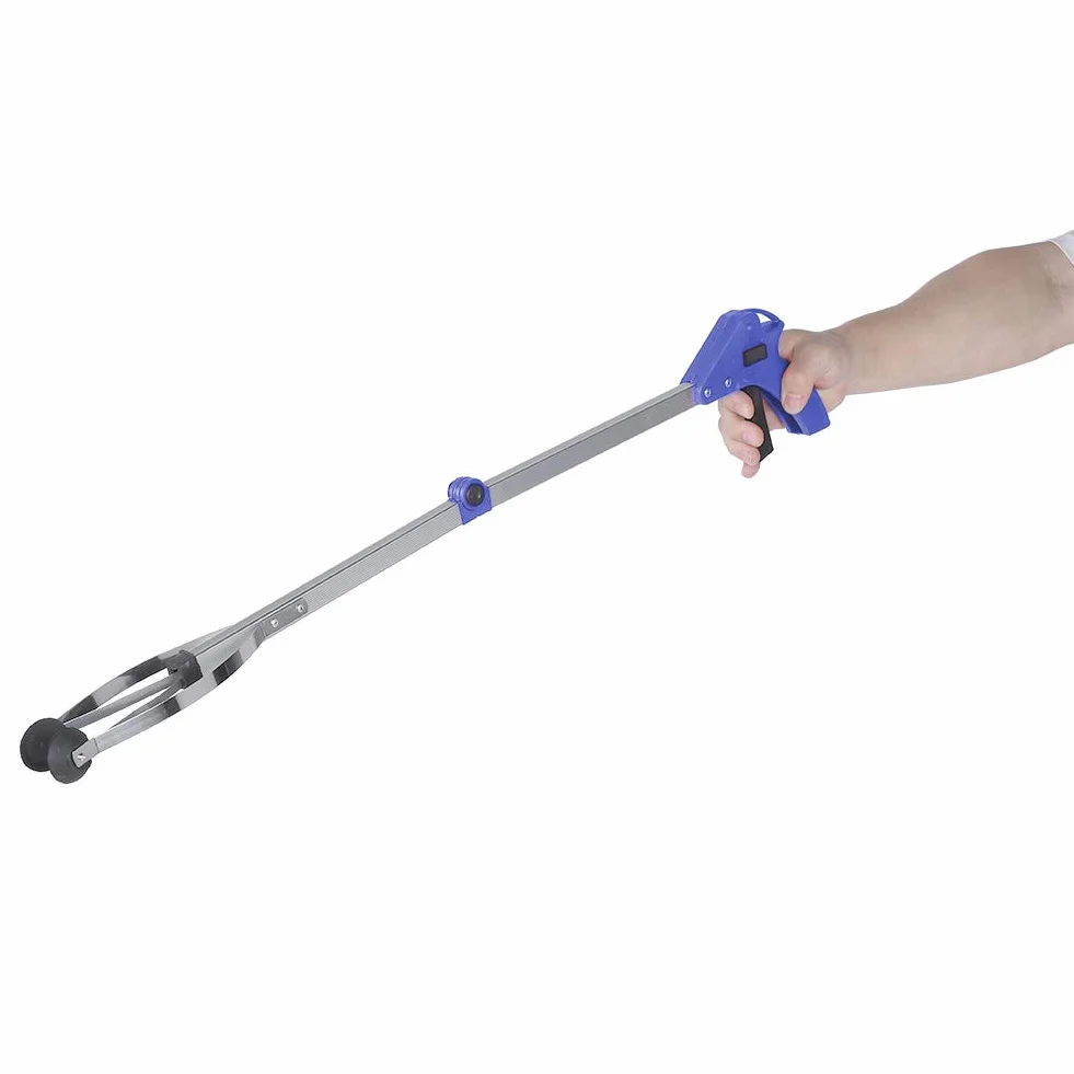 Chwytak Reacher, Przedłużony Chwytak Urządzenie Chwytające Wygodne Chwytanie Narzędzie do Zbierania śmieci z wydłużoną rączką Chwytak do Zbierania Liści Ogrodowych (niebieski uchwyt)