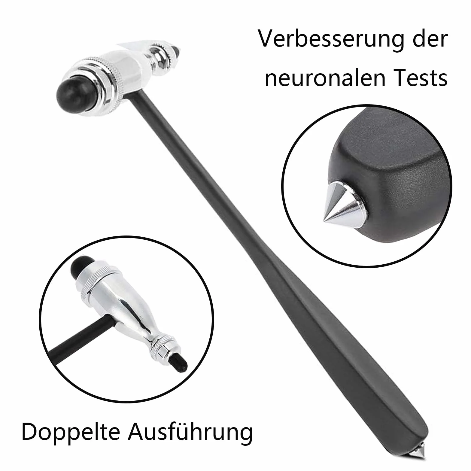 Młotek neurologiczny, neurologiczny, z podwójną głowicą z tworzywa sztucznego, lekki młotek perkusyjny, medyczny młotek neurologiczny, do testów odruchowych