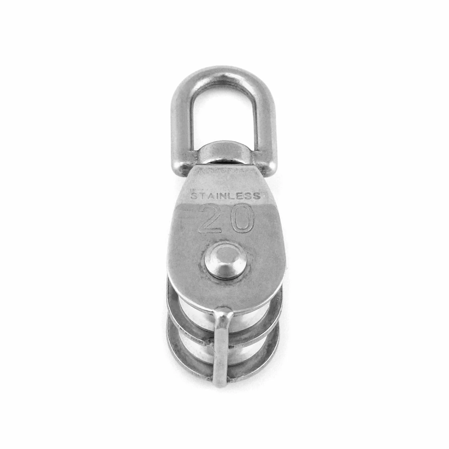 QWORK® M20 podwójny blok koła pasowego ze stali nierdzewnej 304 koło pasowe do lin wciągników linowych, statków, jachtów, 2 sztuki