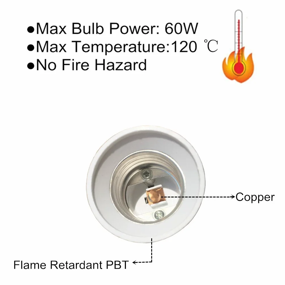 3 sztuki białe 95 mm przedłużenie E27 na E27 lampy LED adapter podstawowy