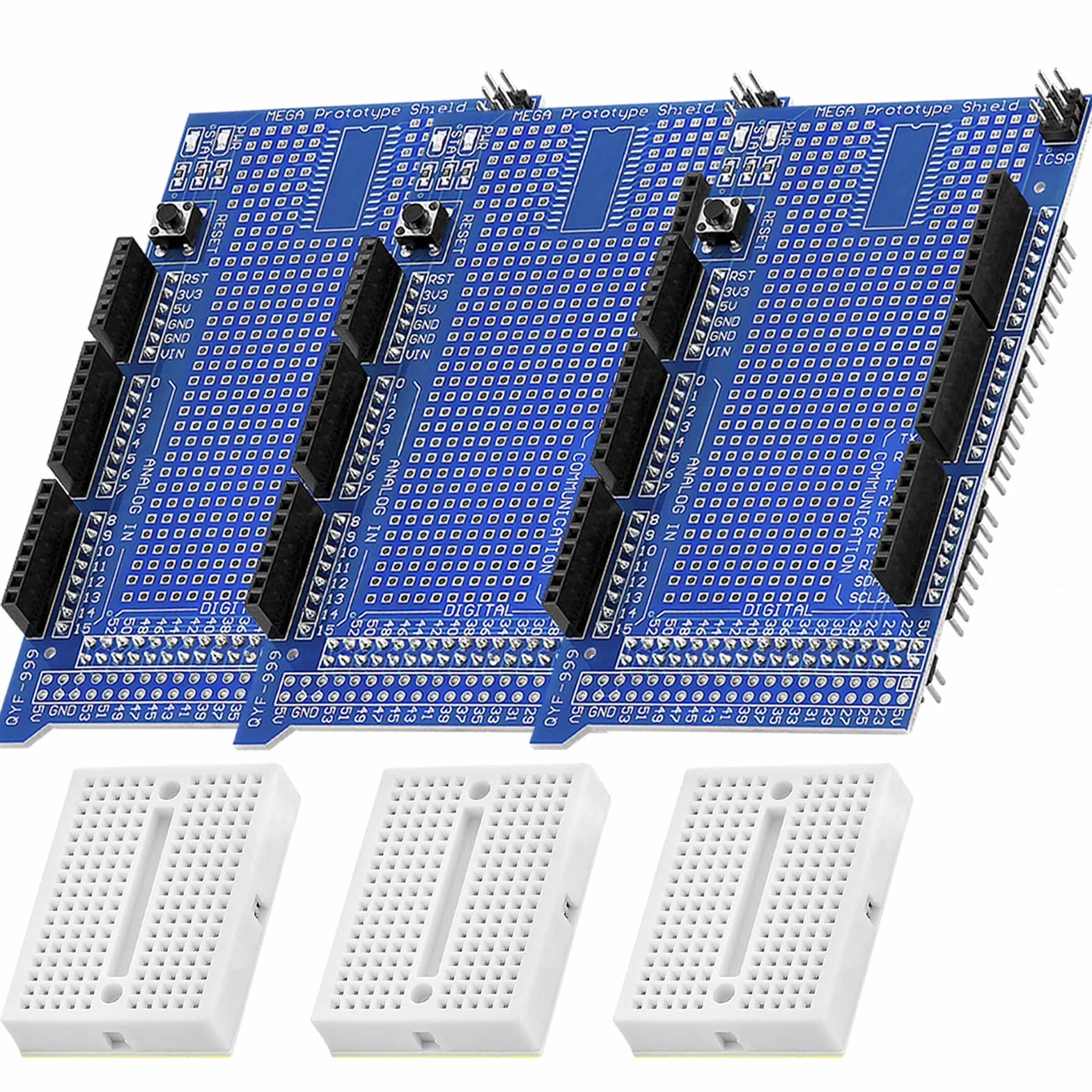 AZDelivery 3 x Prototyping Shield z Mini Breadboard kompatybilny z MEGA 2560, kompatybilny z Arduino wraz z E-Book!