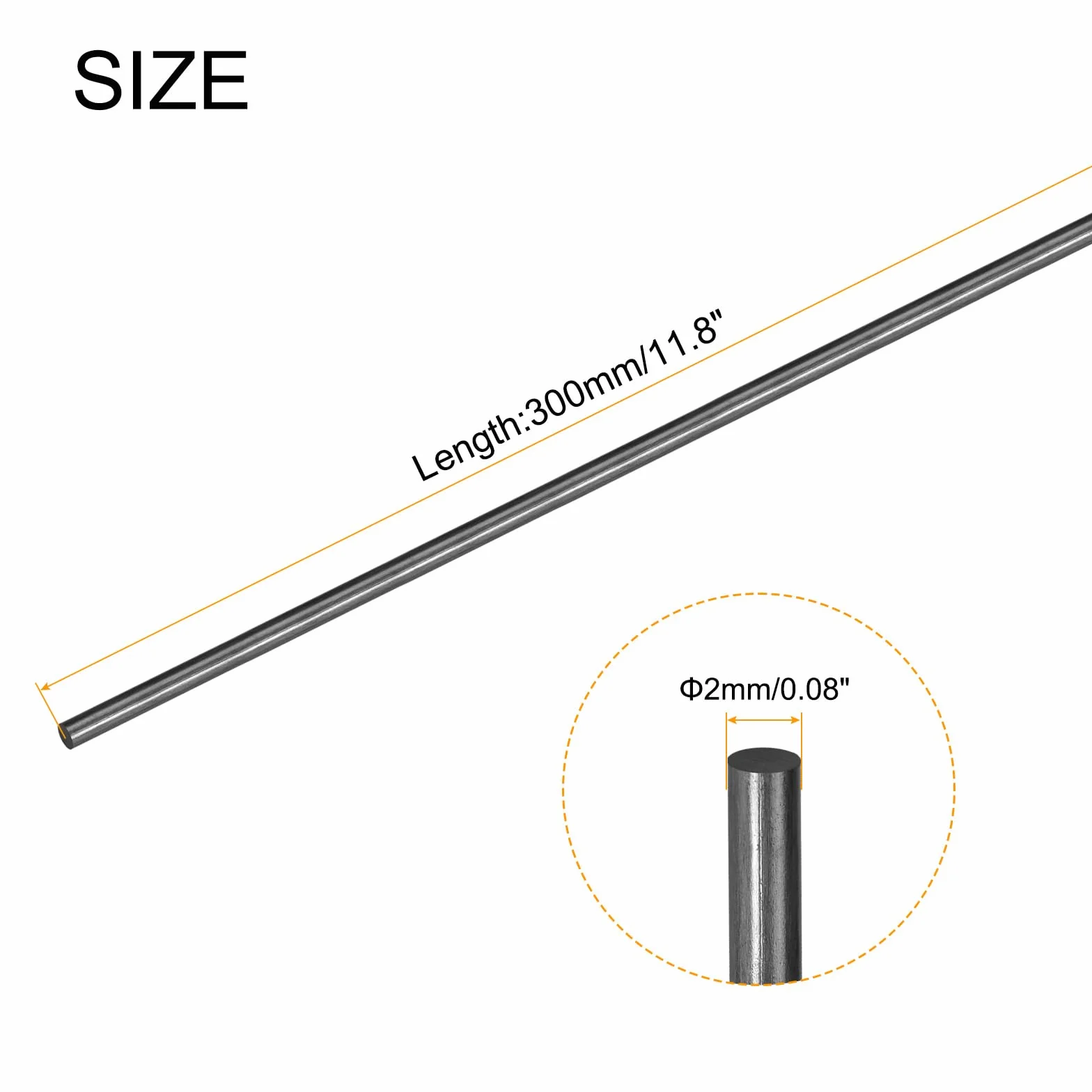 QUARKZMAN Pręt z włókna węglowego, 2 mm x 300 mm, do samolotu RC, DIY, rura skrzydłowa, ramię quadcoptera, opakowanie 10 sztuk