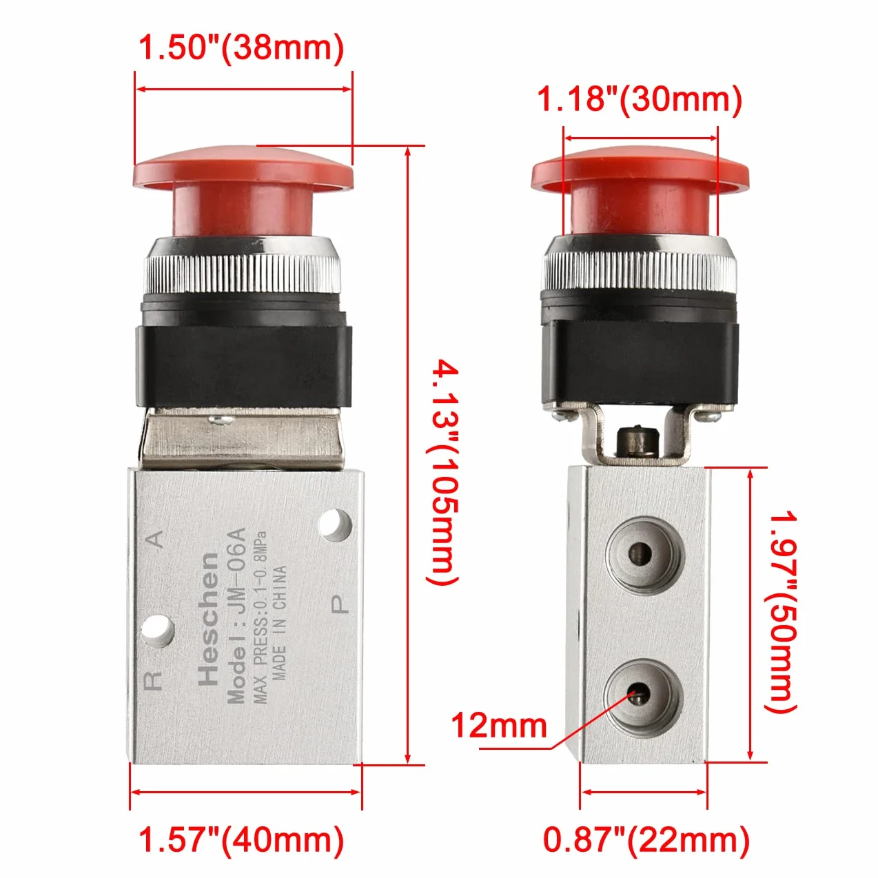 Heschen Pneumatyczny zawór mechaniczny JM-06 A 3 Way 2 pozycja PT1/4 zwykle zamknięty