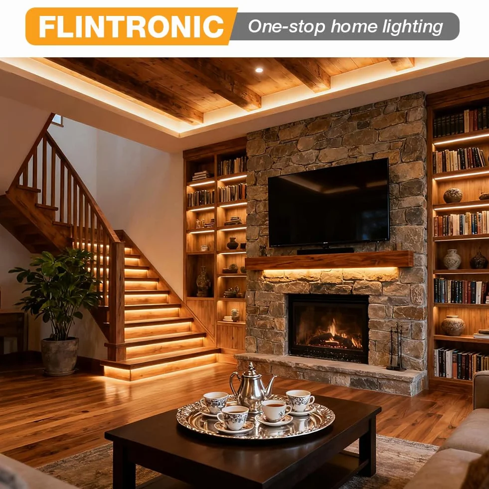 Flintronic Profil LED, 12 sztuk x 0,3 m, prostokątny aluminiowy kanał / prowadnica, z pokrywą, złączem narożnym, materiałem montażowym do taśm LED