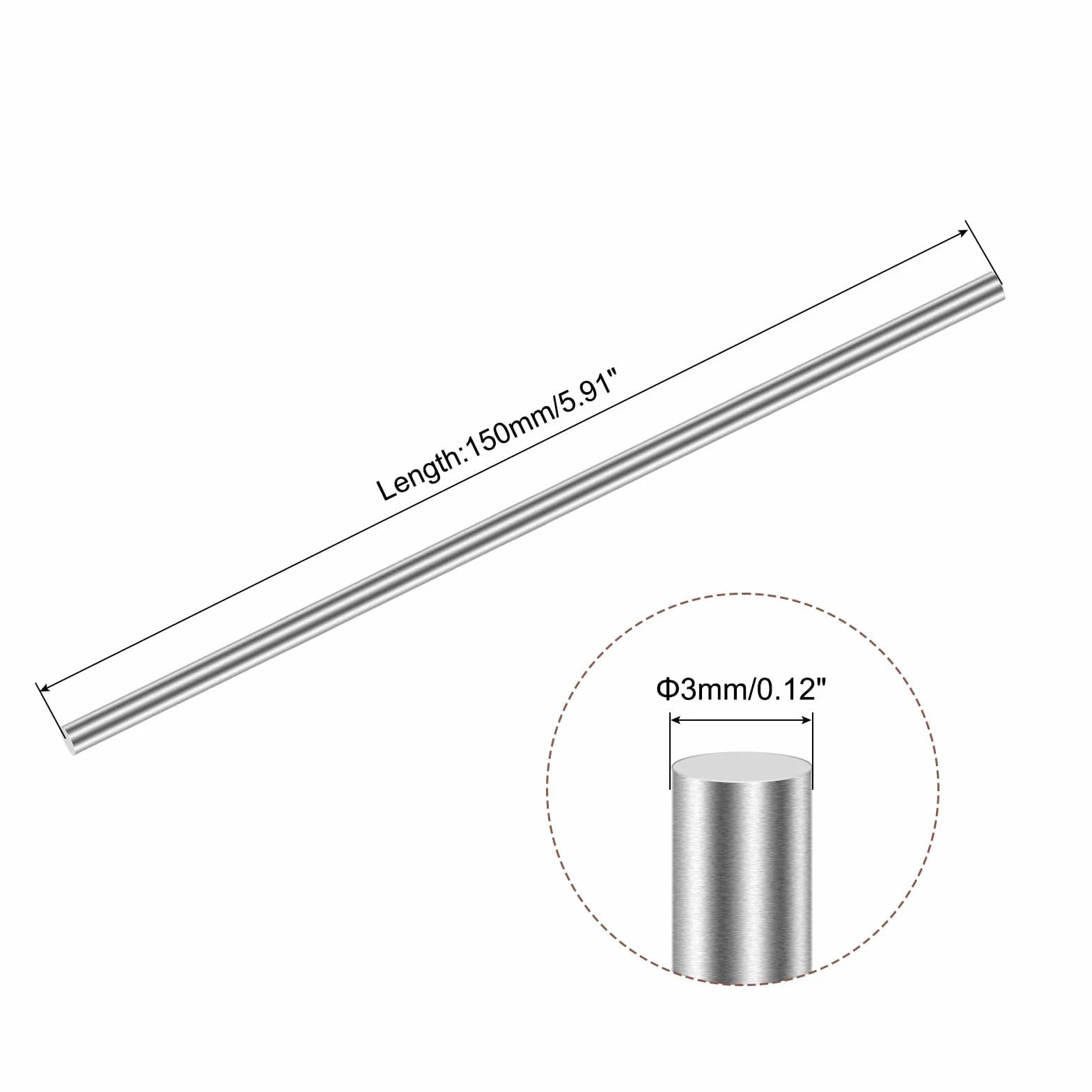 Pręt okrągły ze stali nierdzewnej 304 3 mm x 150 mm 4 sztuki